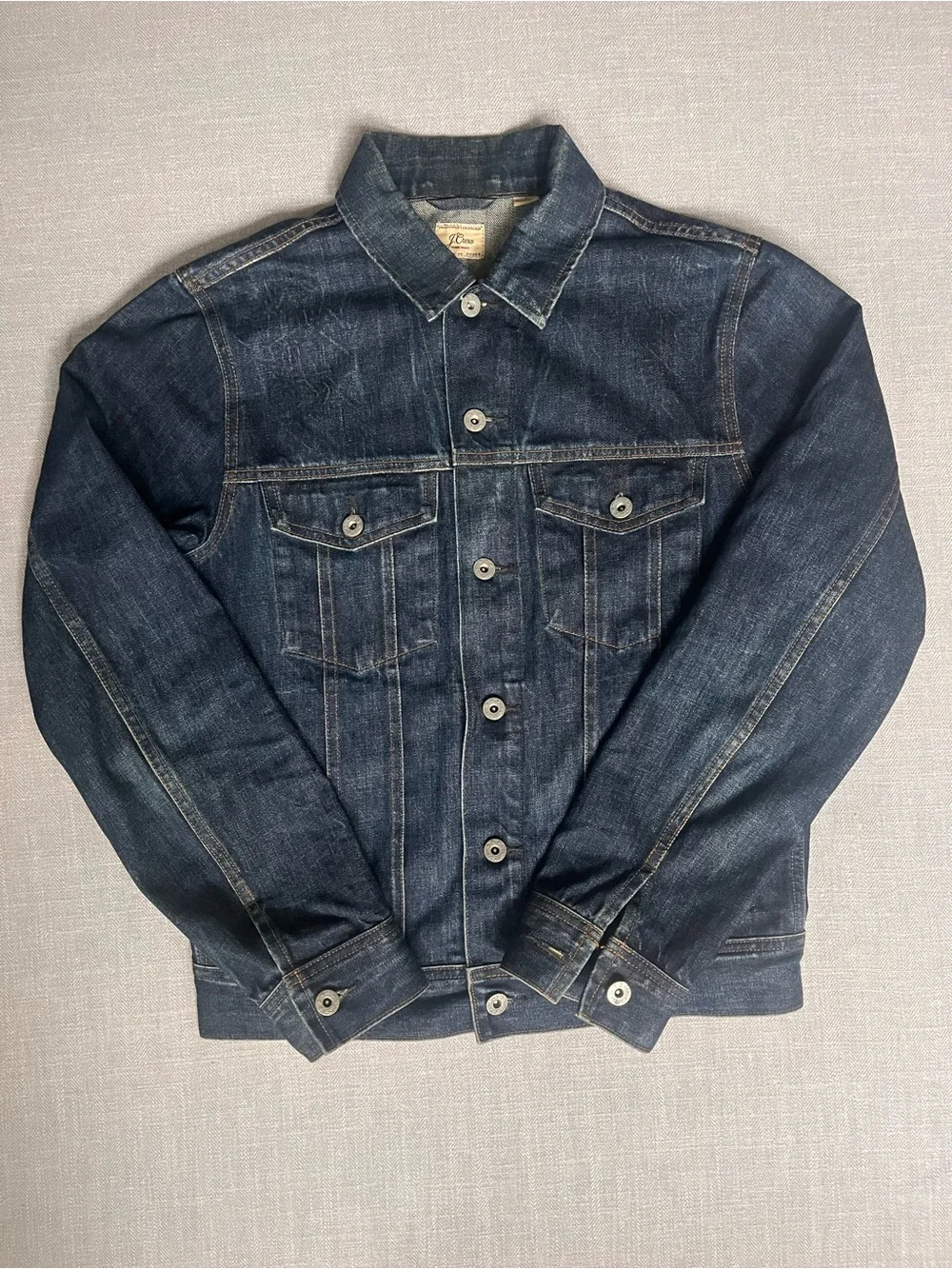 Men's Kaihara Japanese Denim Classic Trucker Jacket in Dark Indigo Wash